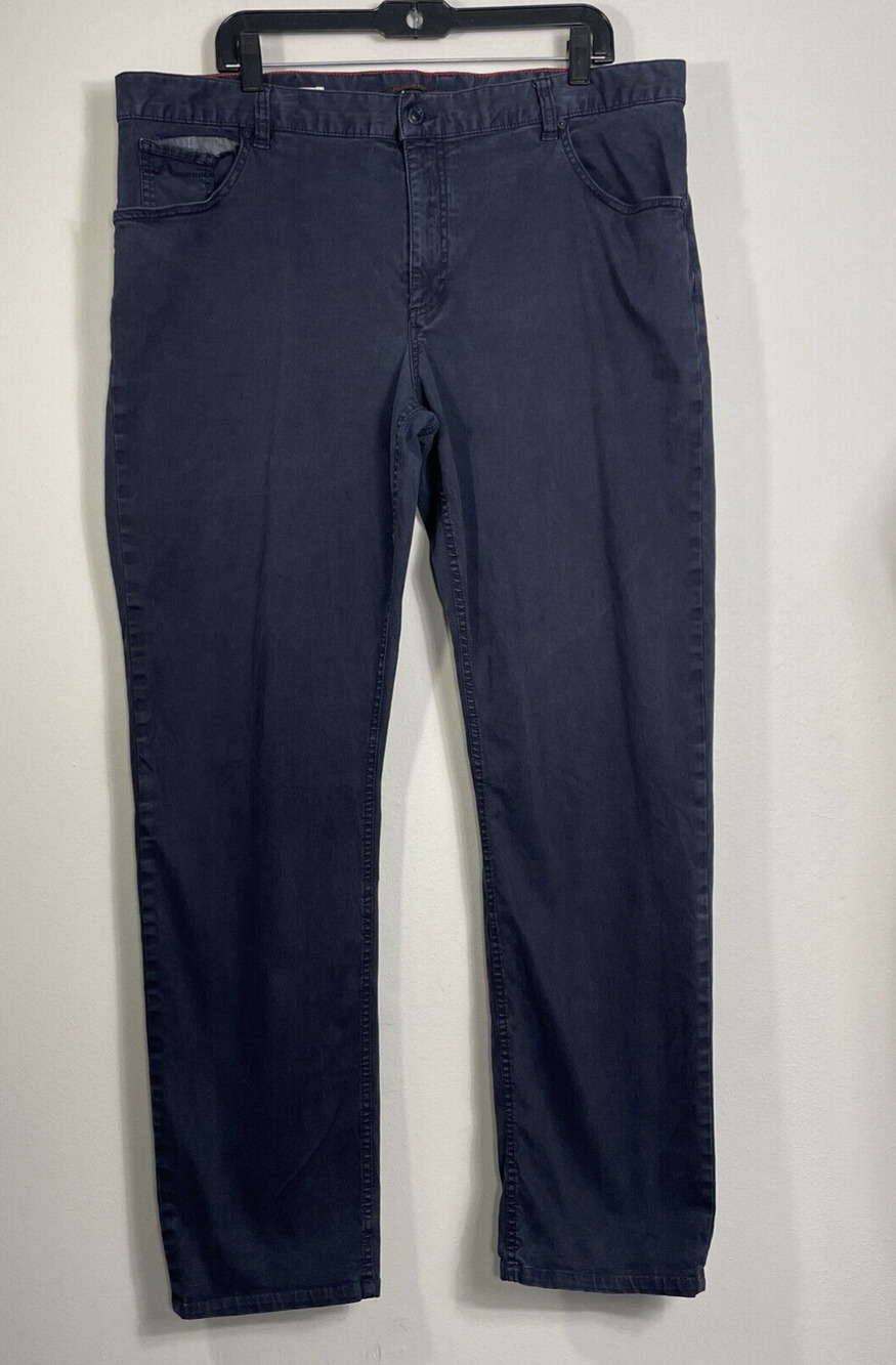 Alberto Mens Modern Fit Superfit Broken Twill Pants 40x31.5 Actual Blue T400